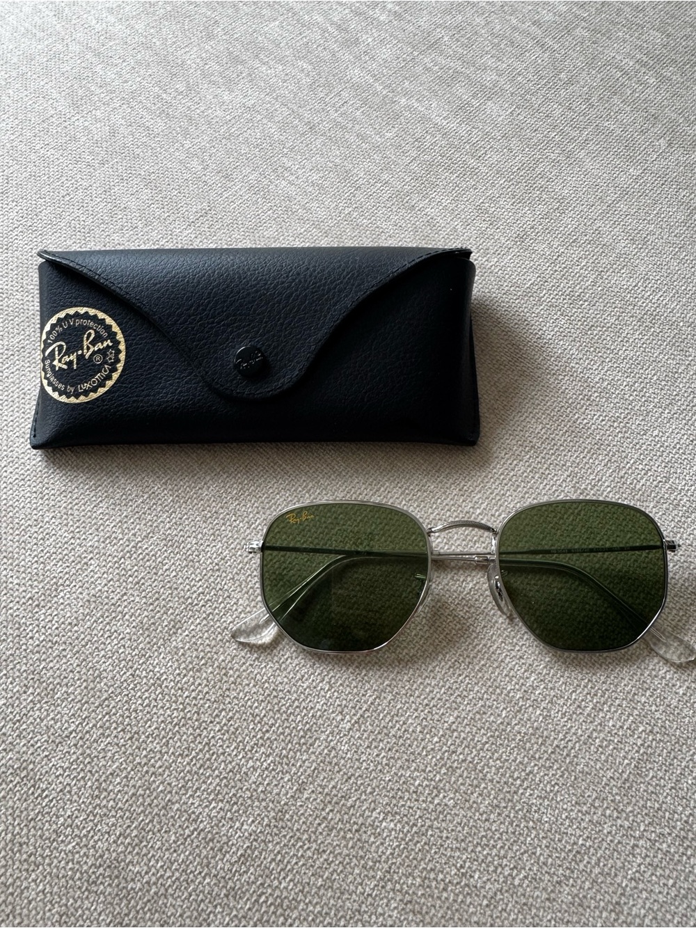 Ray-Ban RB3548 Silver Frame Sunglasses with Green Lenses